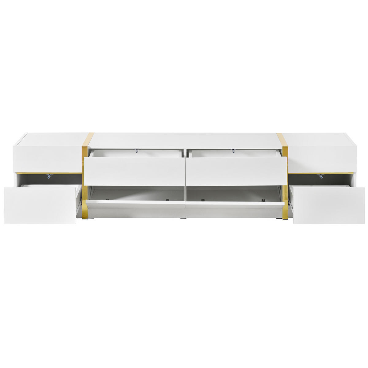 TV-SCHRANK 180/40/38 cm Weiß aus MDF mit 4 Schubladen und 2 Türen - Weiß, Holzwerkstoff (180/38/40cm) - OKWISH