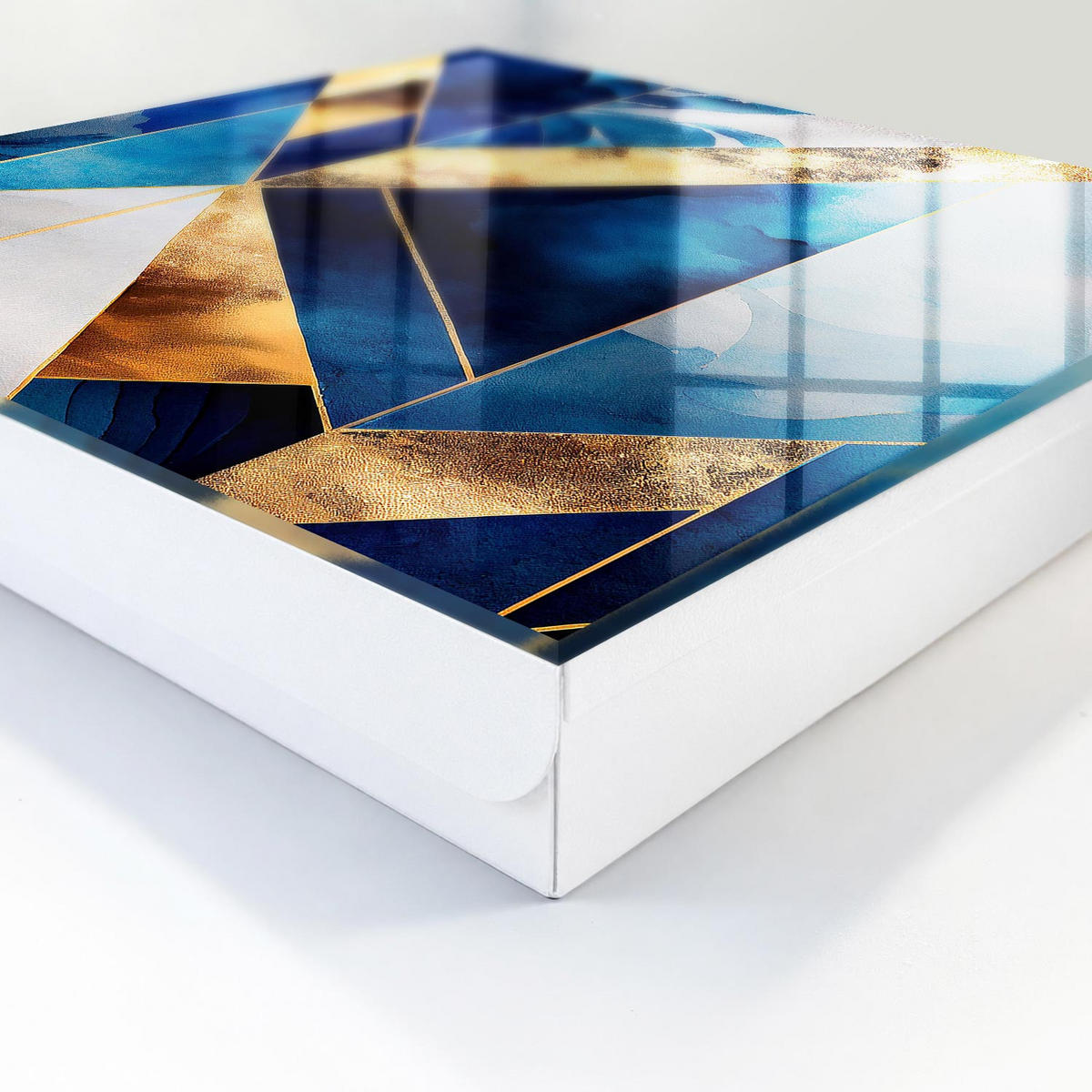 SCHLÜSSELBOX Weiß 30x30 cm – Türöffnung nach rechts - Blaue Eleganz - Blau, Metall (30/30/5cm) - TULUP
