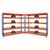 SCHWERLASTREGAL Rhino 2er-Set mit 2x 180x200x60 cm 5 Spanplatten-Ebenen 8mm Fachlast 500 kg Blau/Orange - Orange, Metall (400/180/60cm) - PROREGAL