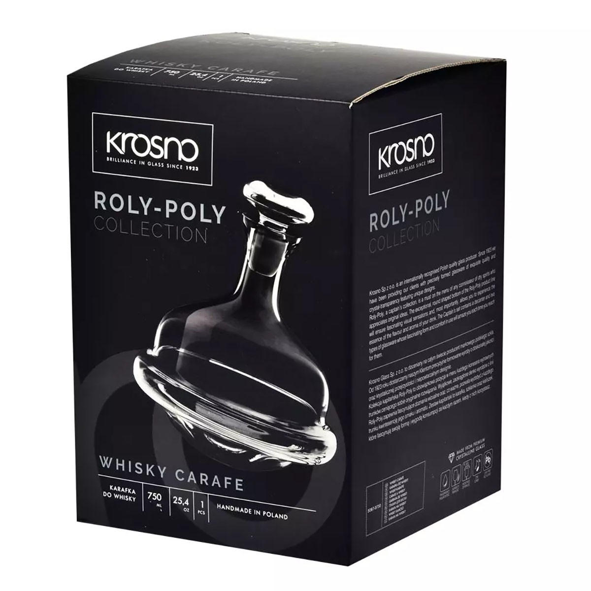WHISKYKARAFFE MIT STOPPER Roly-Poly, 750 ml, Handgemacht - Transparent, Glas (0.75L) - Krosno Glass