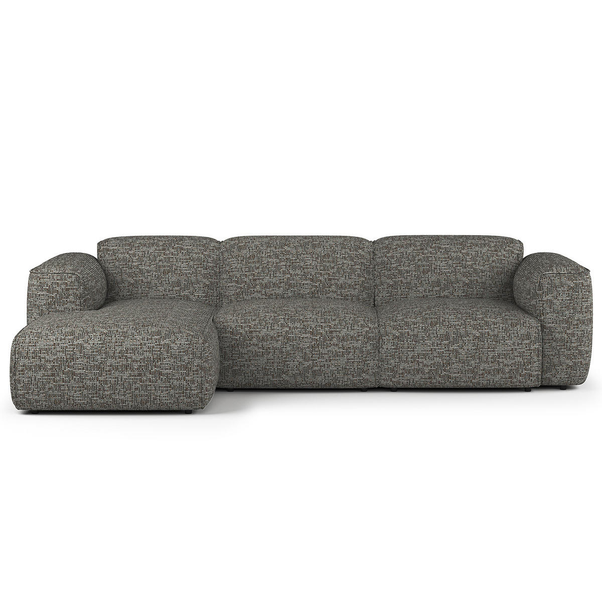 3-SITZER ECKSOFA mit Longchair - Schwarz/Grau, Kunststoff/Textil (284/173cm) - home24