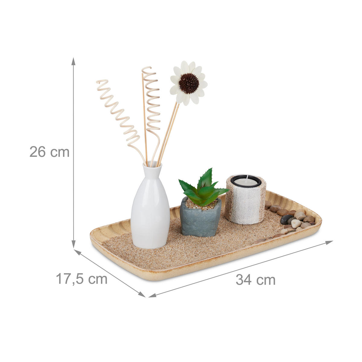 TEELICHTHALTER Set - Multicolor, Keramik/Holzwerkstoff (26cm) - Relaxdays