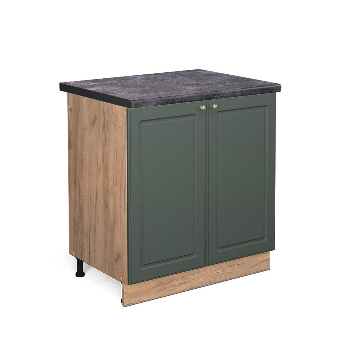 SPÜLENUNTERSCHRANK Fame-Line Grün-Gold Landhaus 80 cm, AP Anthrazit - Honigeiche/Eiche Wotan, Holzwerkstoff (80/82/60cm) - Vicco