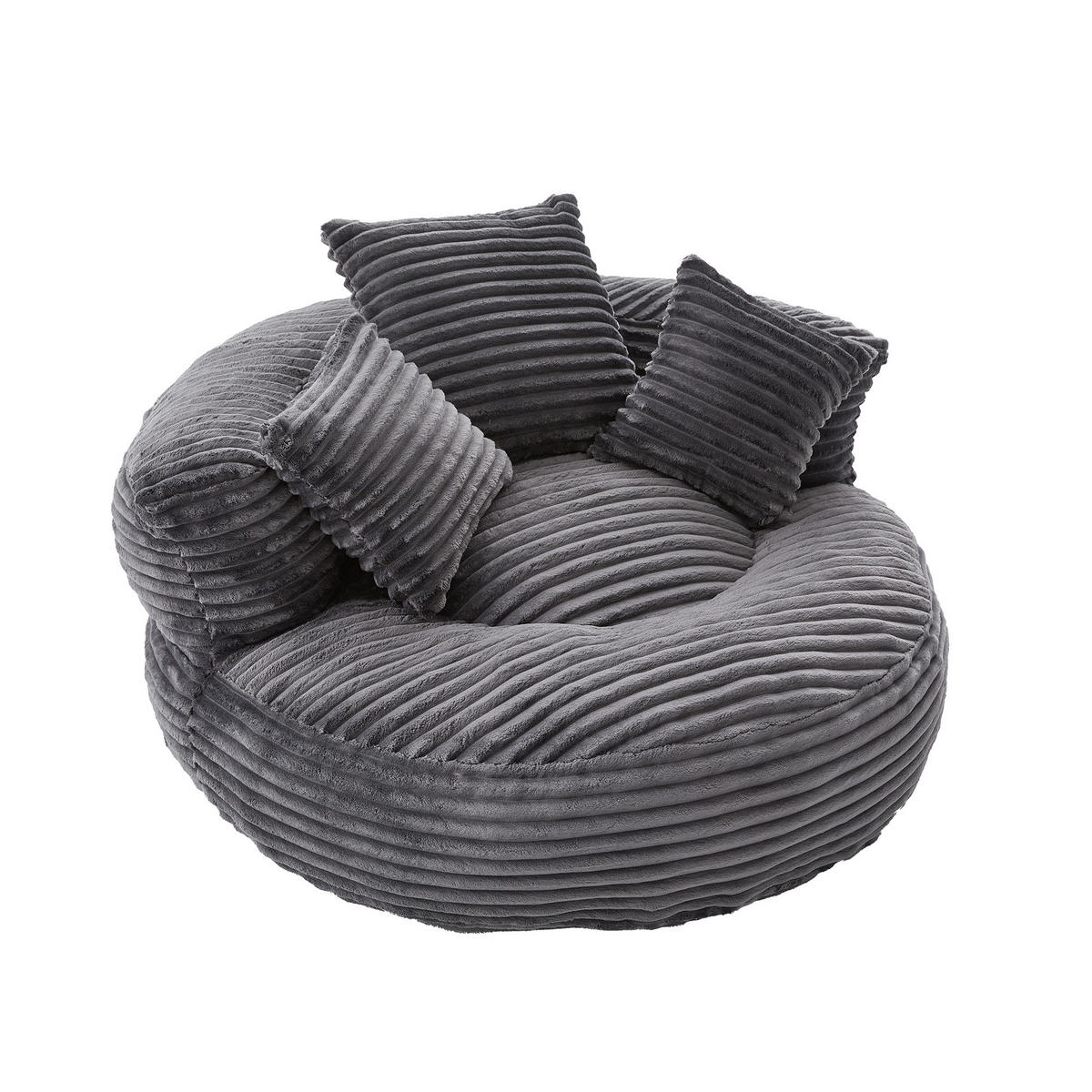 SITZSACK Cord,Sofa mit 3 extra Kopfkissen,Dunkelgrau - Dunkelgrau, Textil (108/52/108cm) - LVHOM
