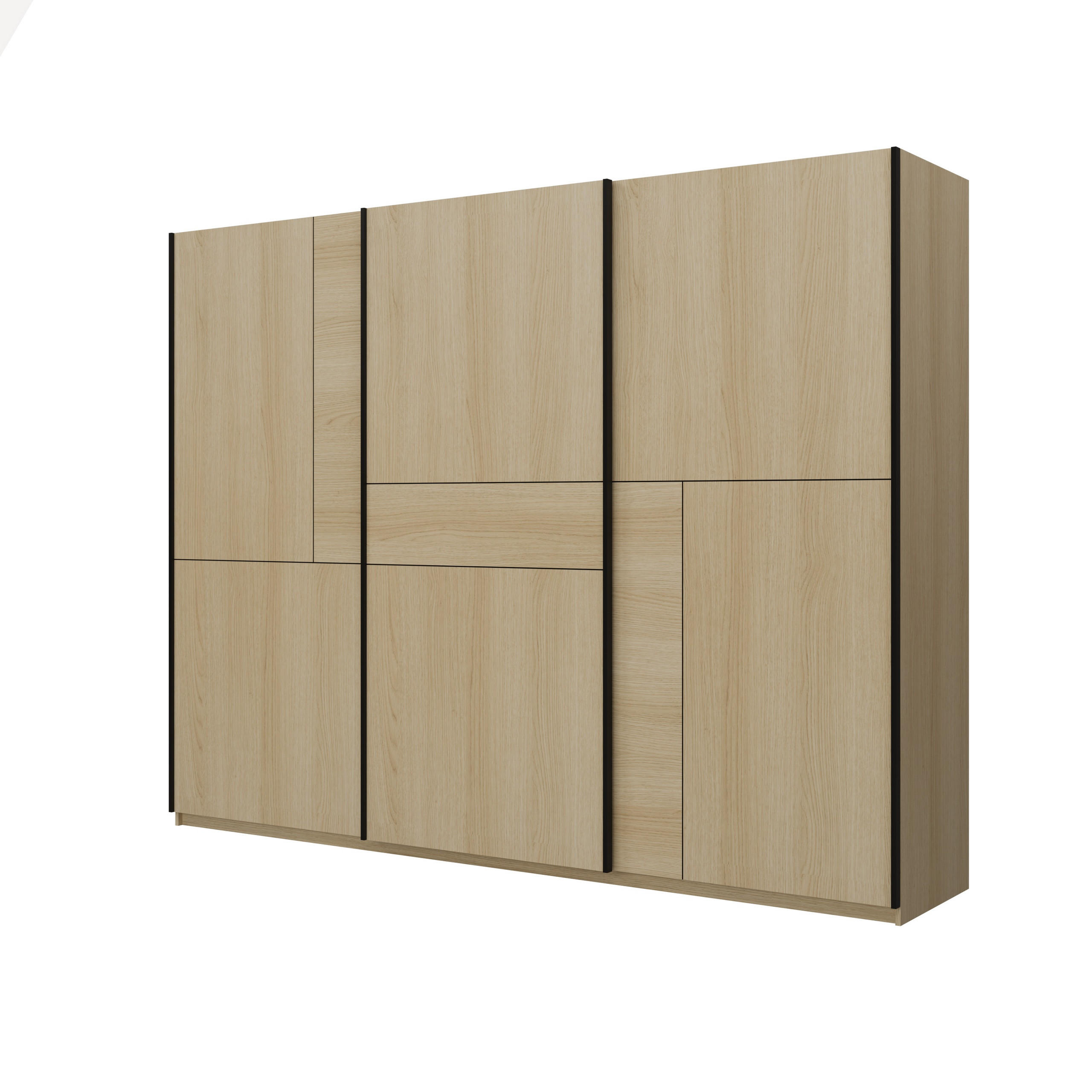 SCHWEBETÜRENSCHRANK LUBERO 270/210/60 cm 3-türig Eiche Lindberg - Eichefarben, Holzwerkstoff (270/210/60cm) - MASSENO