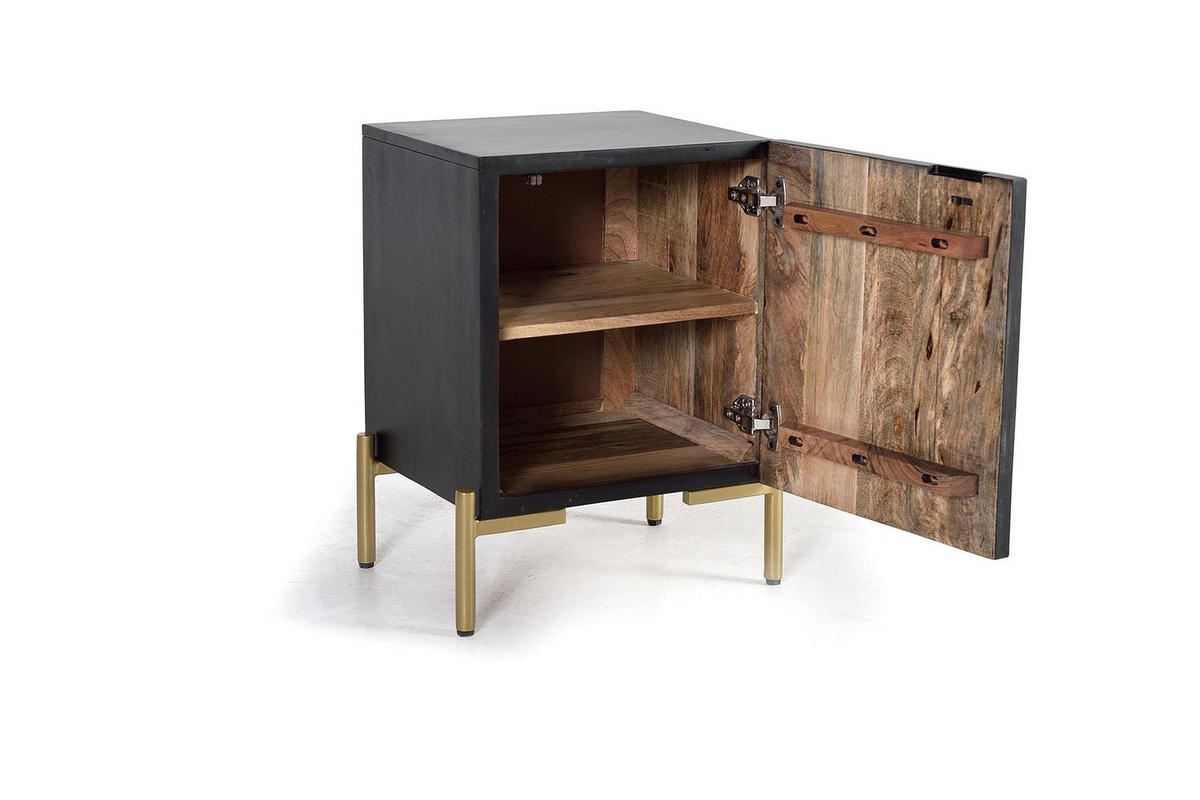 NACHTTISCH aus Metall und dunklem Walnuss-Mango - Dunkelbraun, Holz (40/60/43cm) - Giner y Colomer