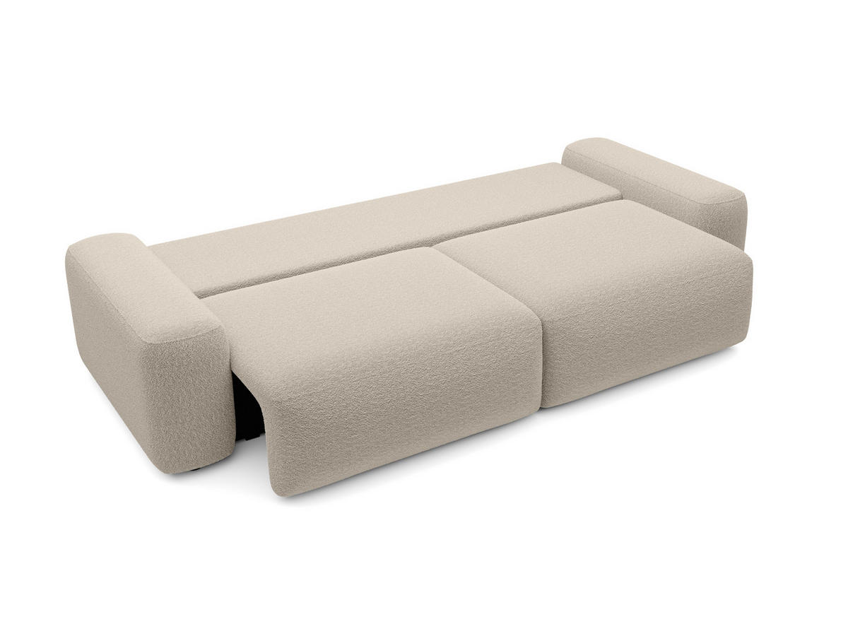 BETTSOFA RUOTA Beige Bucle-Stoff mit Schlaffunktion - Beige, Textil (105/87/257cm) - MASSENO