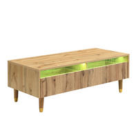 COUCHTISCH mit LED-Beleuchtung Eiche Nachbildung und 2 Schubladen - Eichefarben, Holzwerkstoff/Metall (50/110/40cm) - Urban Meuble