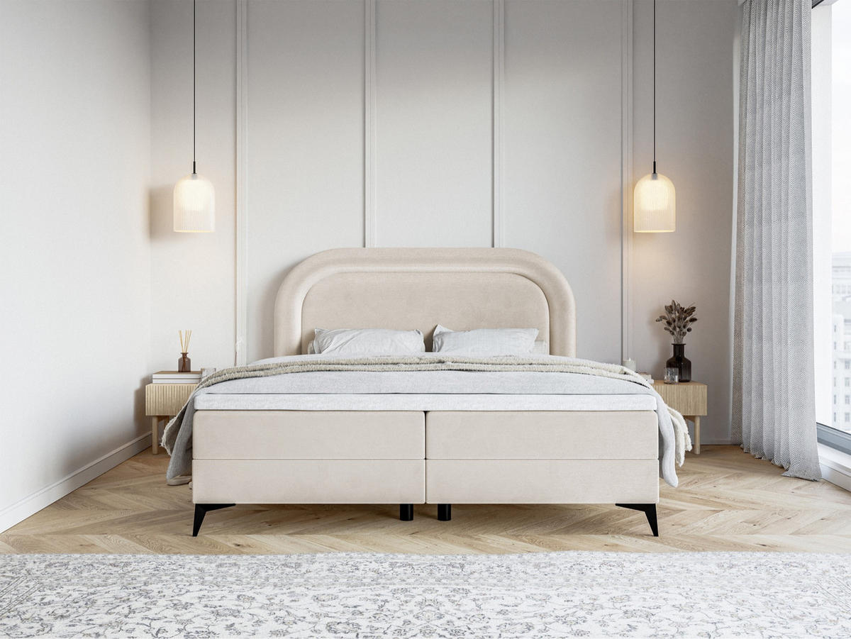 BOXBETT Loreo Greige Samt wasserfest 140x200 cm - Taupe/Schwarz, Kunststoff/Textil (140/200cm) - Selsey