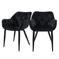 ESSZIMMERSTUHL Samt Schwarz 2er Set - Schwarz, Metall (67/83/59cm) - ML-DESIGN