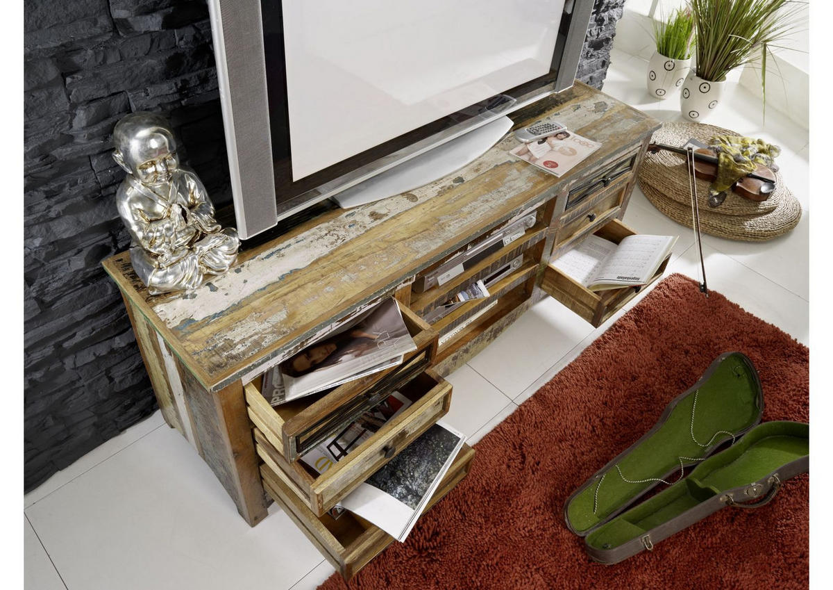 TV-BOARD Altholz 160x45x60 mehrfarbig lackiert NATURE OF SPIRIT #16 - Multicolor, Holz (45/60/160cm) - Massivmoebel24