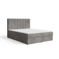 BOXBETT 01 140 x 200 cm - Arena – Stilvoll und bequem Mit Bettkasten, PU-Topper, Federmechanismus, waschbarer Bezug - Anthrazit, Holz (140/200cm) - ROYAL24_MARKT
