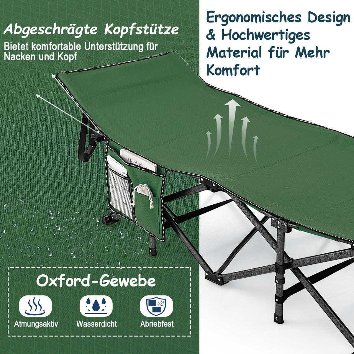 CAMPINGLIEGE Klappbare Grün - Grün, Metall - COSTWAY
