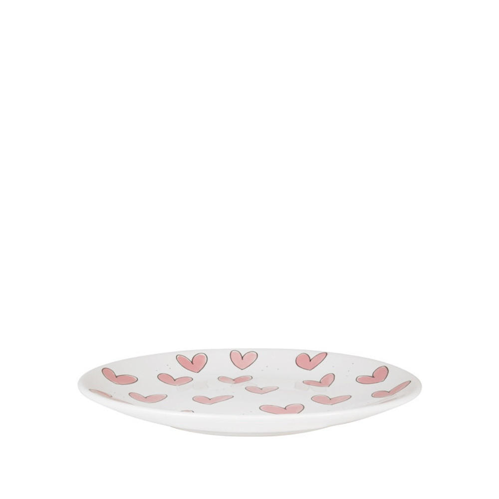 FRÜHSTÜCKSTELLER Rosa Herzen in Rosa - 22cm - Multicolor, Keramik (21.8/21.8/2.5cm) - Blond Amsterdam