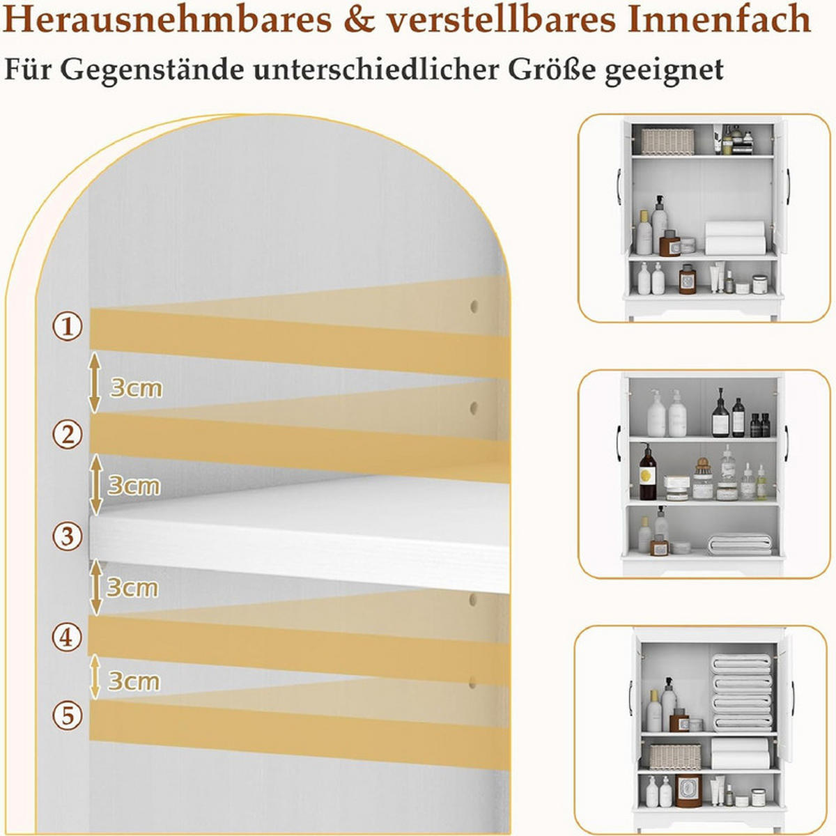 TOILETTENÜBERREGAL mit 2 Türen weiß - Weiß, Holzwerkstoff (63/168/24cm) - COSTWAY