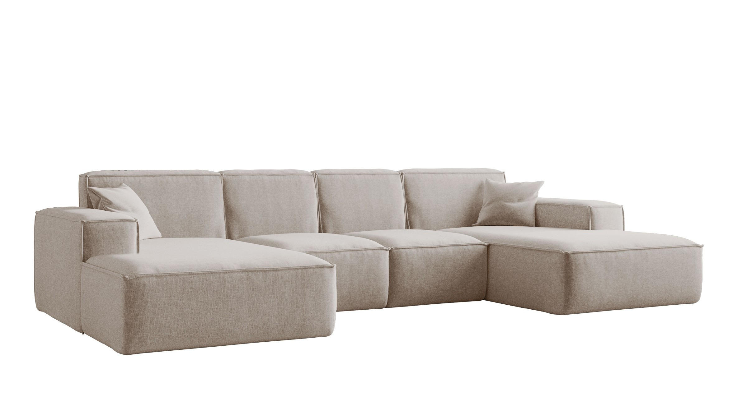 ECKSOFA U-Form Siena mit Stoff Maloy Beige - Beige, Holz (344/165cm) - Kaiser Möbel