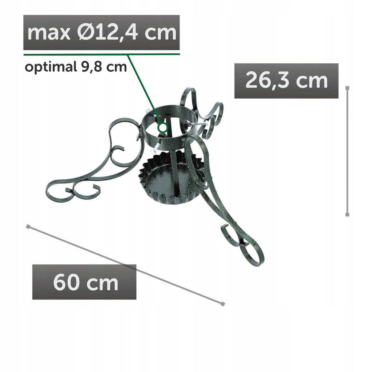 CHRISTBAUMSTÄNDER Stahl 60cm grün - Grün, Metall (26.3cm) - KADAX