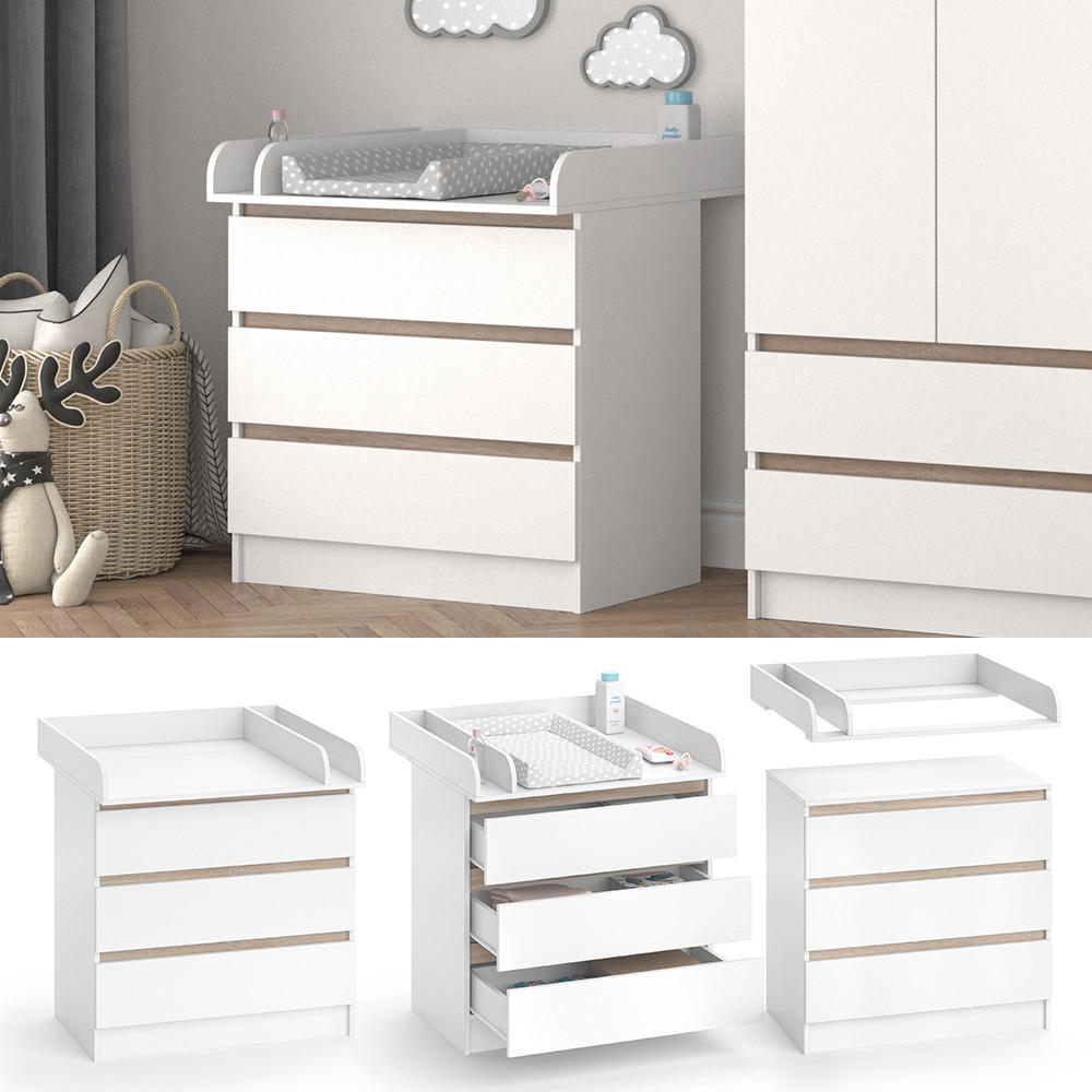 WICKELKOMMODE Emma Weiß 80 x 78 cm - Weiß, Holzwerkstoff (80/87/76cm) - Vicco
