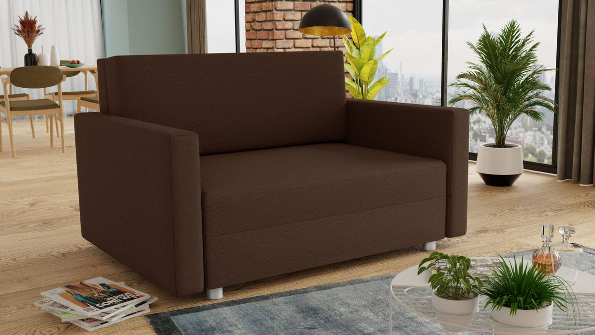SCHLAFSOFA Pura Maxi - Silberfarben/Braun, Holz/Kunststoff (142/83/105cm)
