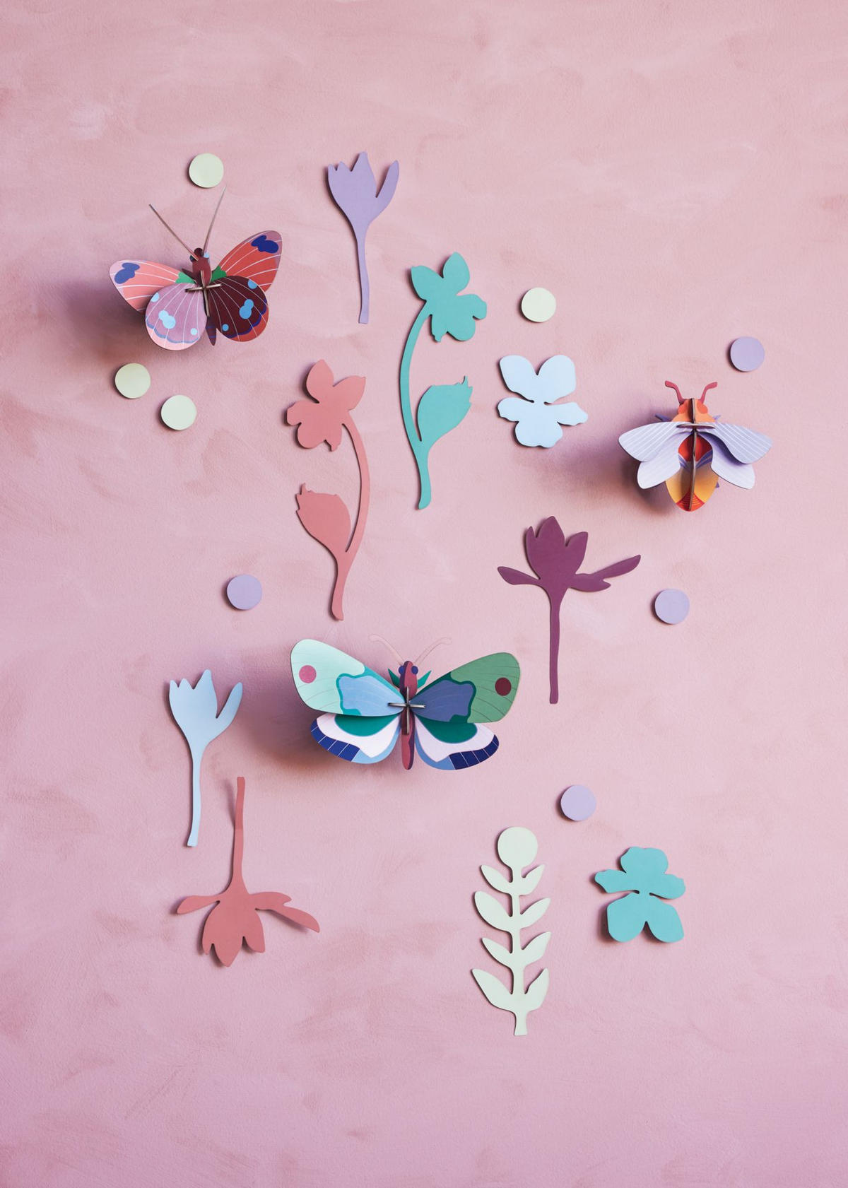 WANDDEKO Faltersgarten-Set 7.5/11 cm - Multicolor, Wellpappe (7.5/11/20cm) - KUNSTLOFT