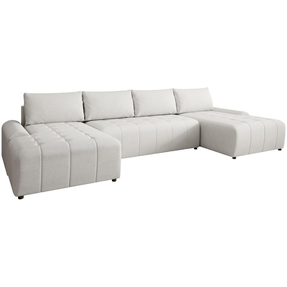 WOHNLANDSCHAFT Costa U Beige, Velours - Beige/Schwarz, Kunststoff/Textil (367/80/169cm) - Beautysofa