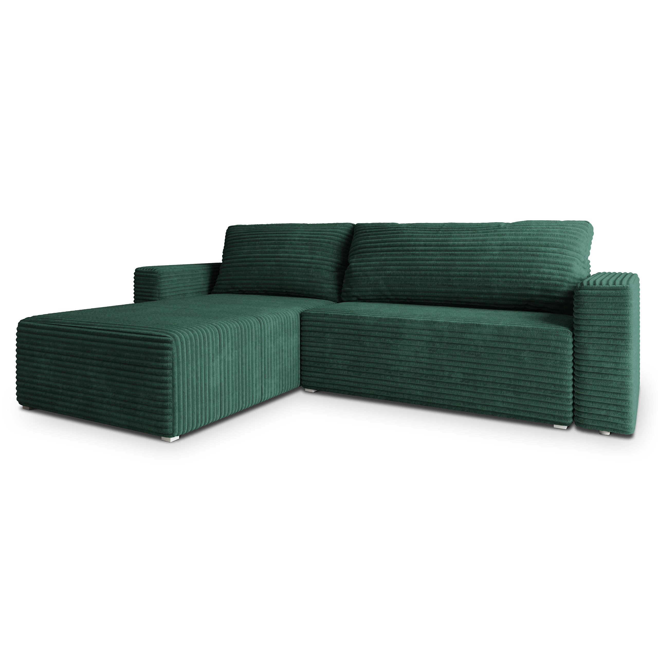 ECKSOFA CALTI T Grün Kordstoff mit Schlaffunktion - Grün, Holzwerkstoff/Textil (283/183cm) - MASSENO