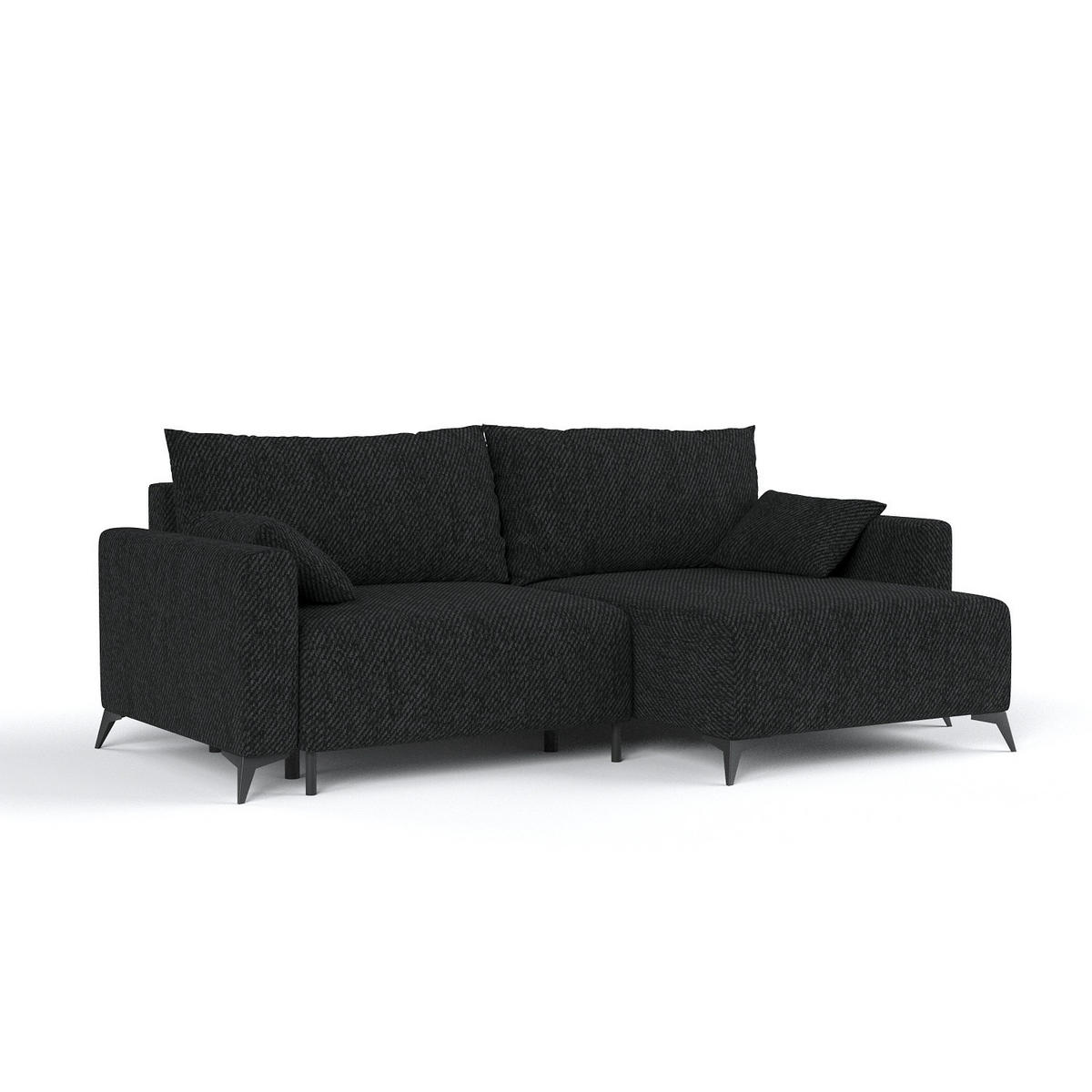 ECKSOFA NUVIO mit Schlaffunktion Schwarz im Neve Stoff - Schwarz, Holz/Holzwerkstoff (239/148cm) - AltaBeds