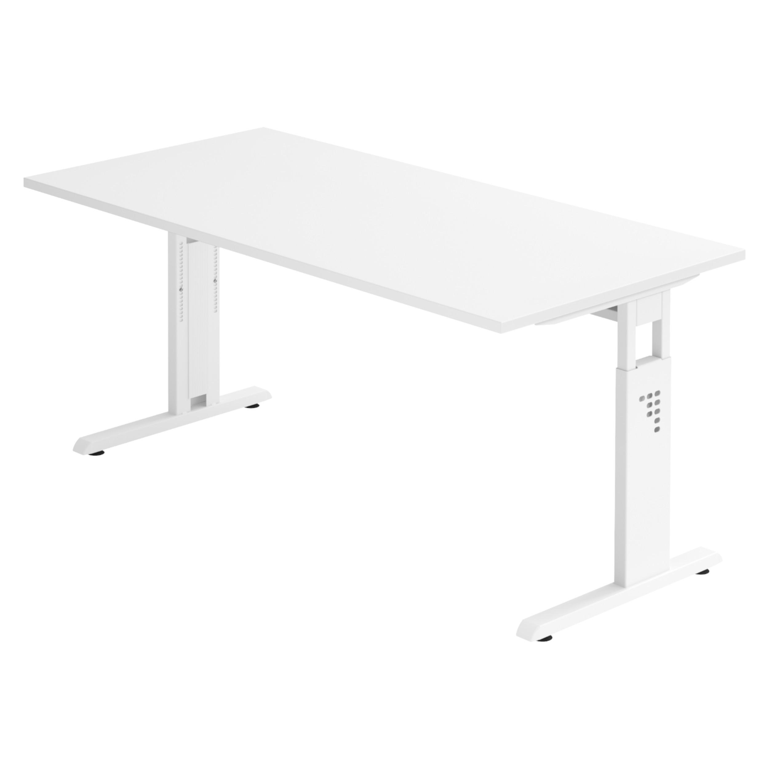 SCHREIBTISCH Serie-O 80/160/74 cm in Weiß/Weiß - Weiß, Holzwerkstoff (80/160/74cm) - bümö