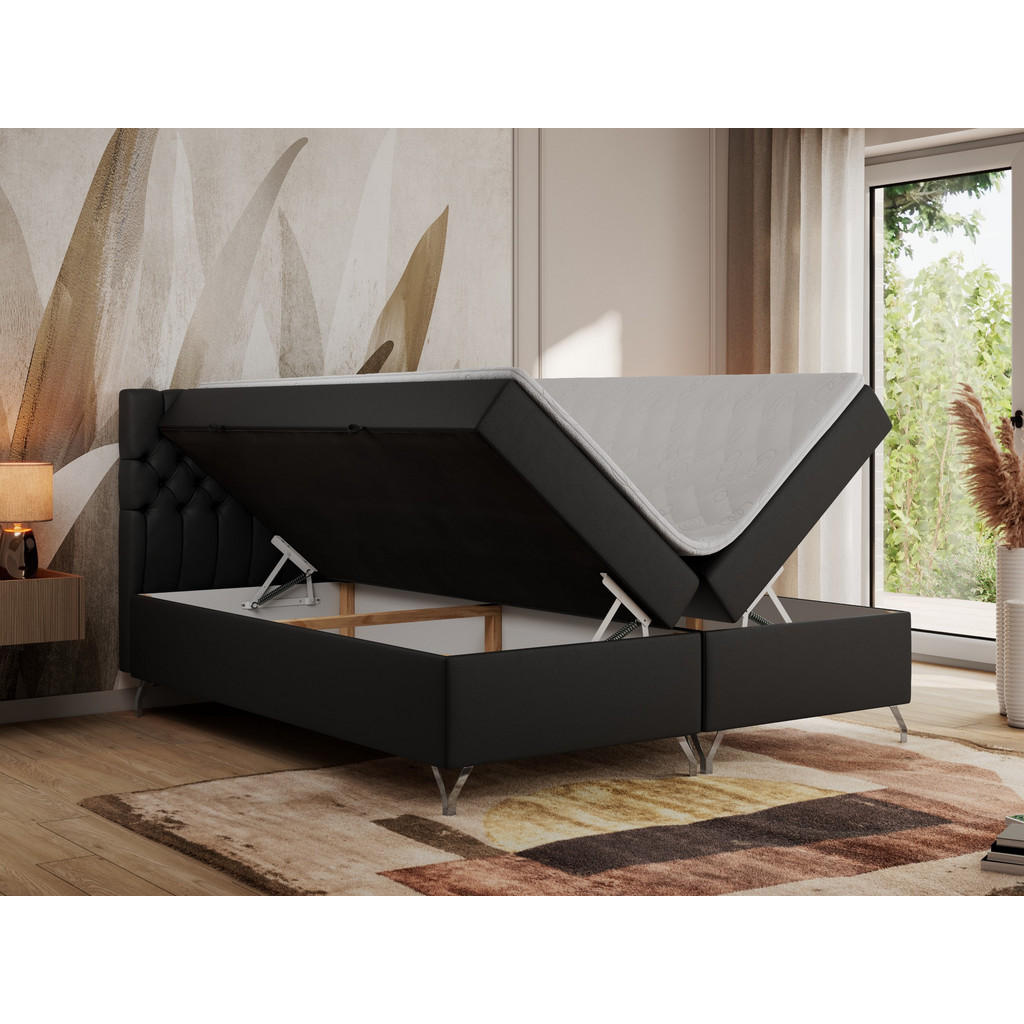 Thumbnail - MKS Boxbett, Schwarz, Textil, 2-Sitzer, H3, 7-Zonen, Rechteckig, 140x200 cm, Schlafzimmer, Betten, Boxspringbetten