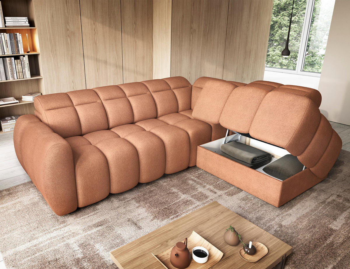 ECKSOFA Eagle R - Orange (Xillar 24) - Orange, Holzwerkstoff (258/208cm) - Möblo