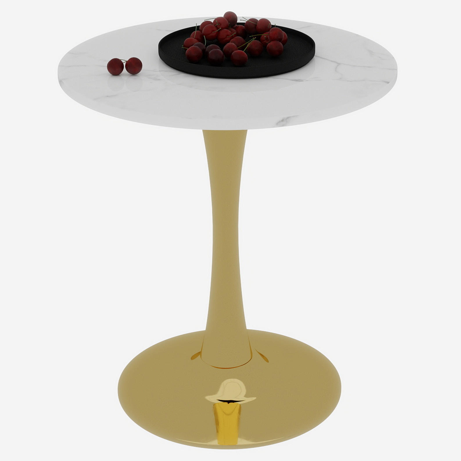 COUCHTISCH 70,1 cm in Gold-Weiß aus Kunstmarmor–rund und vielseitig - Goldfarben, Stein (70/70/72cm) - Flora Grace