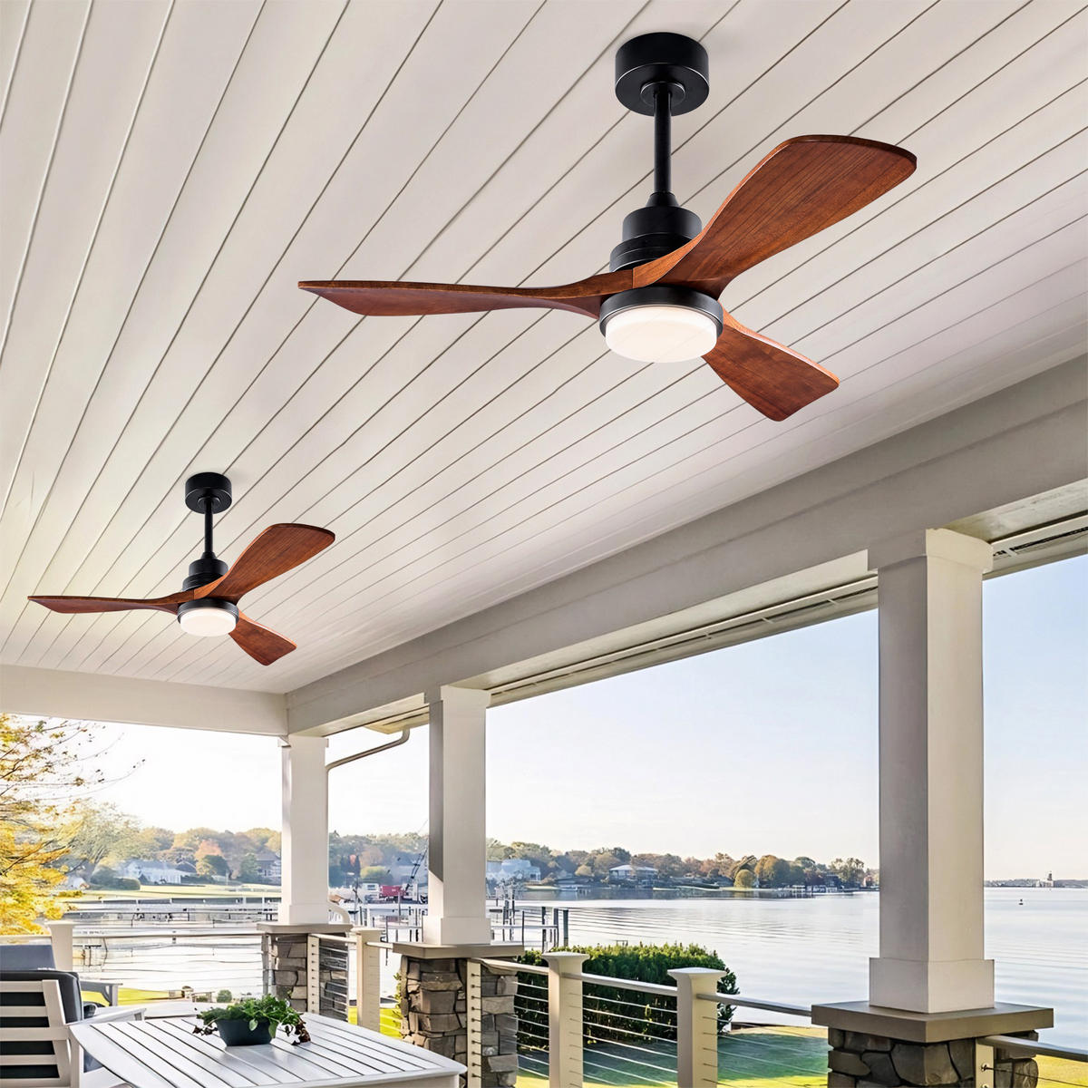 DECKENVENTILATOR DE-16240 42 Zoll mit Fernbedienung & reversibel - Walnussfarben, Holz/Metall (107/107/45cm) - ComfortXL
