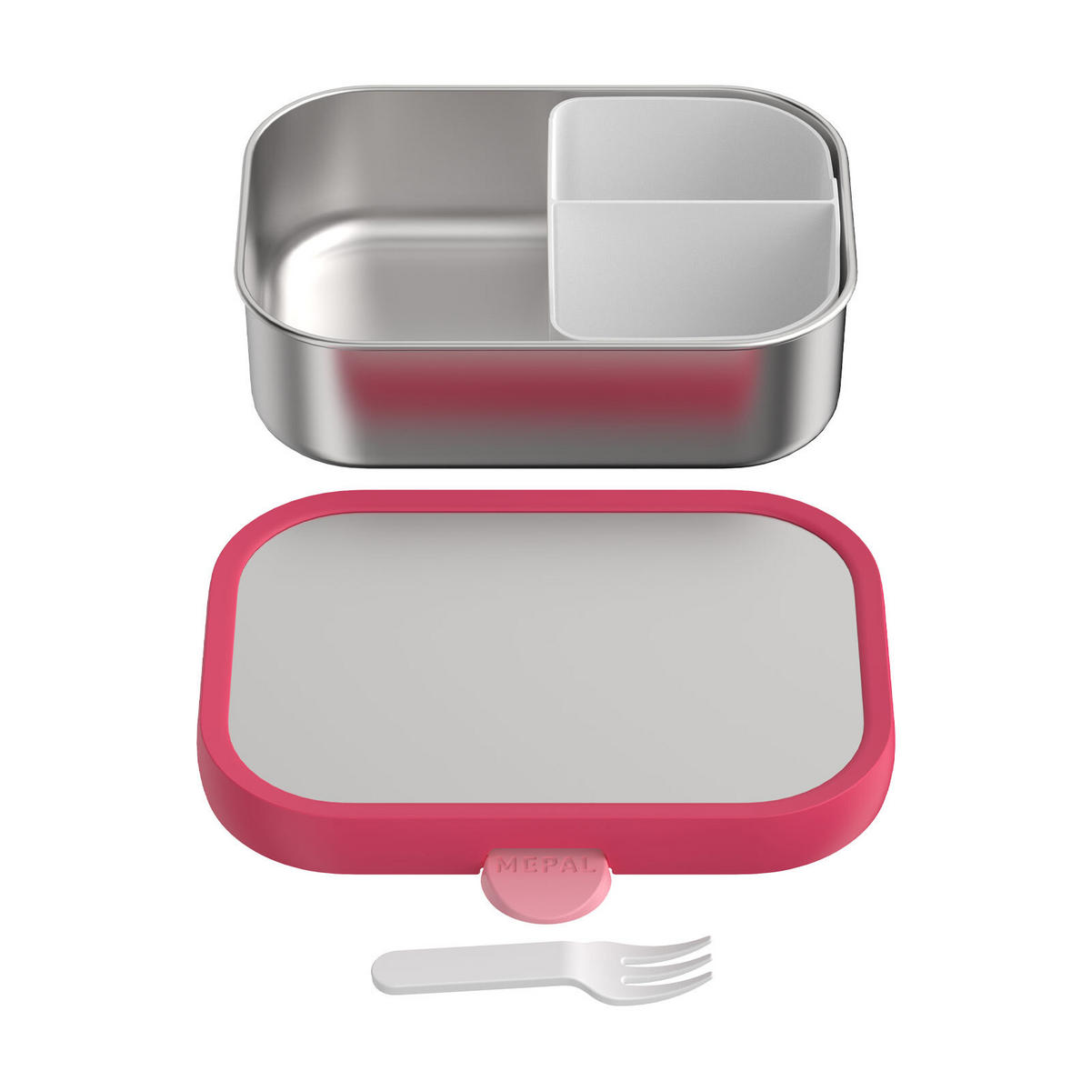 EDELSTAHL-BROTDOSE MIT GABEL Campus Cool Pink 18 x 13 cm - Pink, Kunststoff/Metall (13.2/6.1/17.8cm) - Mepal