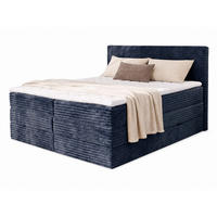 BOXSPRINGBETT Mollo Max - 140x200 - blau (Tilia 77, Cord) - Blau/Schwarz, Holz/Holzwerkstoff (140/200cm) - Sofnet