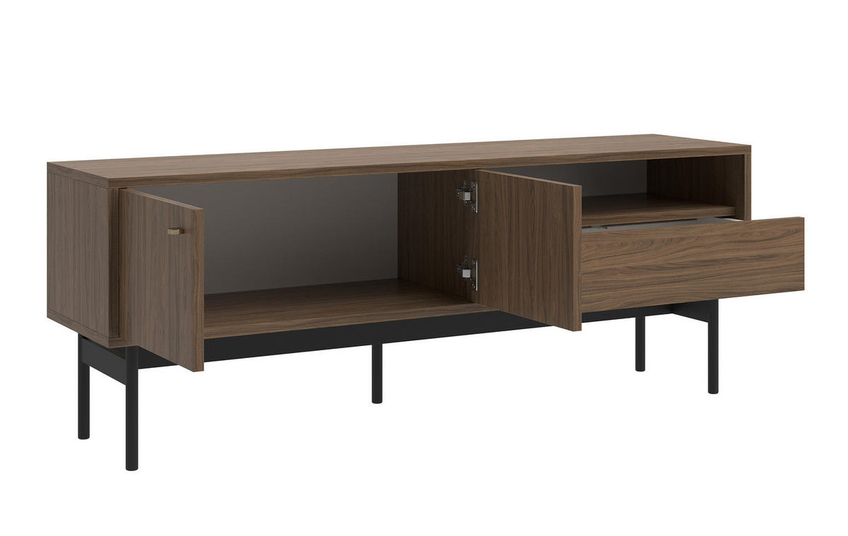 TV-ELEMENT Olar Holzoptik Carini Nussbaum 154 cm - Goldfarben/Schwarz, Holzwerkstoff/Metall (154/56.6/38cm) - Selsey