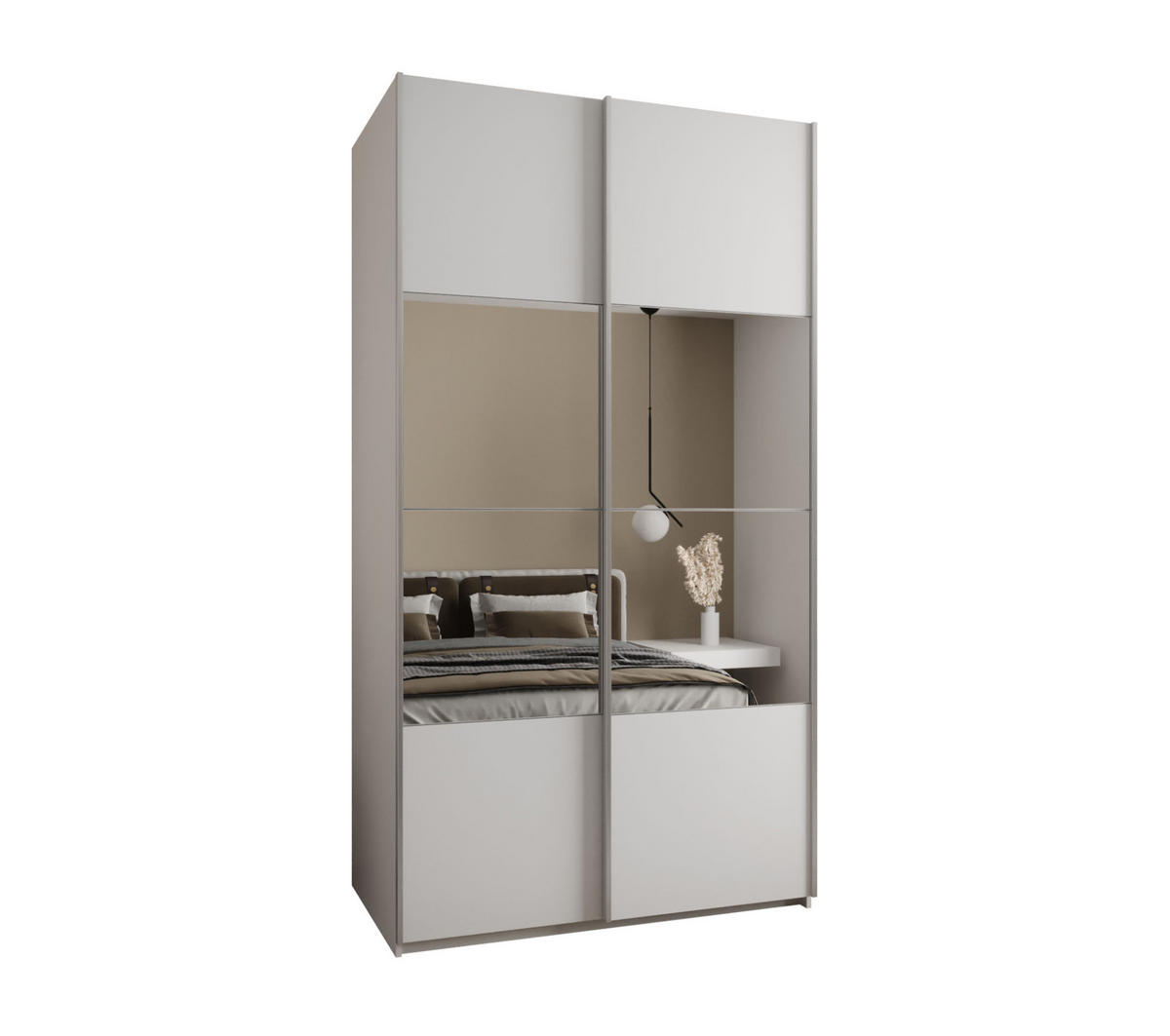 SCHWEBETÜRENSCHRANK 245,5/140/64 2-türig - Silberfarben/Weiß, Holz/Metall (140/245/64cm) - Abiks Möbel