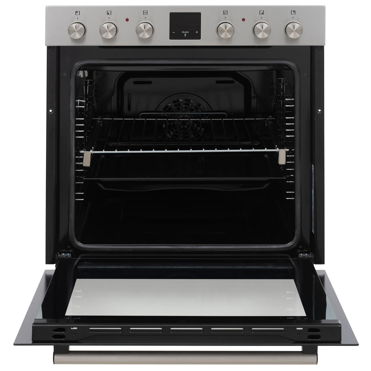 EINBAUHERD-SET, Backofen mit Ober-Unterhitze und Umluft, Glaskeramik-Kochfeld mit 4 Zonen, Teleskopauszug, 78 Liter, 60 cm, B-HS-75-C-I - Edelstahlfarben, Keramik/Metall (59.5/59.5/57cm) - Telefunken