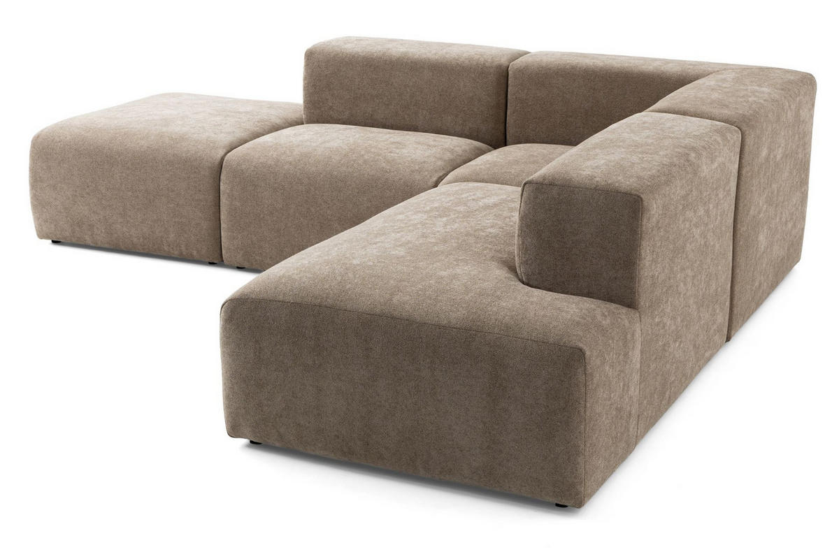 4-SITZER modulares Ecksofa HEAVEN SET 3 Rechts, Breite 270 cm Webstoff Braun - Schwarz/Braun, Holz/Kunststoff (270/245cm) - Muffo