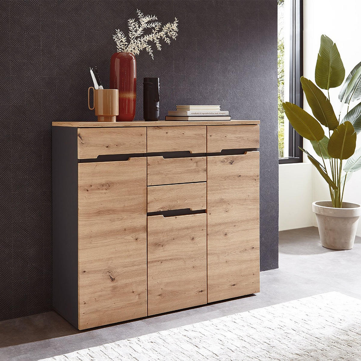 KOMMODE Manresa-36 - Braun, Holzwerkstoff (120/107/38cm) - Lomado