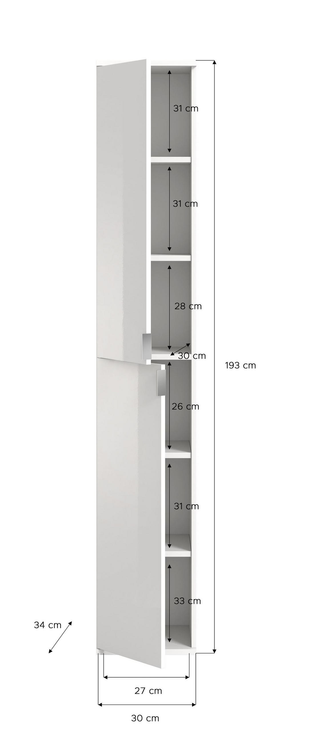 HOCHSCHRANK PROJEKT X (B/H/T: ca. 30/193/34 cm) in Artisan Eiche Nachbildung/Artisan Eiche Nachbildung - Eiche Artisan, Holzwerkstoff (30/193/34cm)