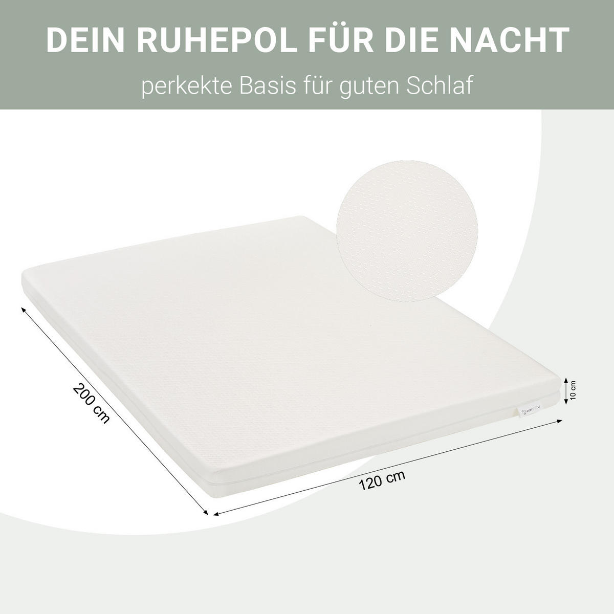 SCHAUMSTOFFMATRATZE mit H2 120/200/12 cm - Weiß, Textil (120/200cm) - Homestyle4u