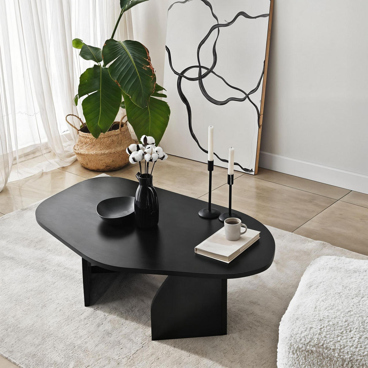 COUCHTISCH rock Schwarz - Schwarz, Holz (100/60/35cm) - Habitat Garten
