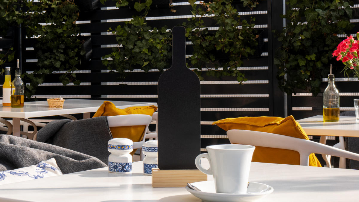 KREIDETAFEL Doppelseitige WEIN WEINFLASCHENFORM Kleine Tafeln 4 Stück Set mit Staffelei - Schwarz, Holz (8/30/0.6cm) - ALLboards