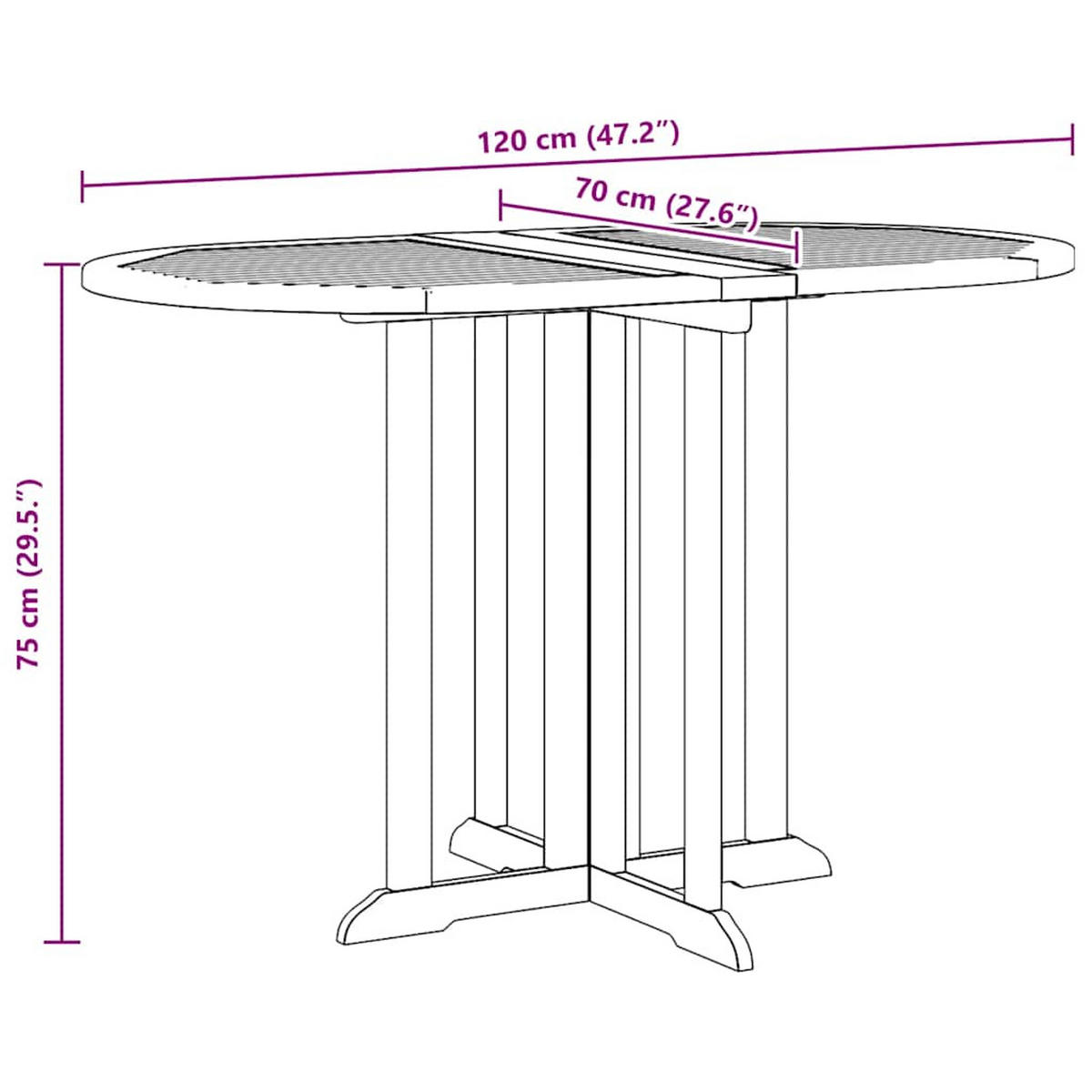 GARTENTISCH Butterfly Klappbar 120/70/75 Cm Teak Massivholz - Braun, Holz (120/70/75cm) - vidaXL