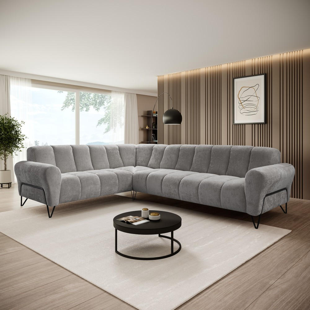 Thumbnail - Beautysofa Ecksofa, Hellgrau, Textil, L-Form,L-Form, 295x235 cm, Wohnzimmer, Sofas & Couches, Wohnlandschaften, Ecksofas