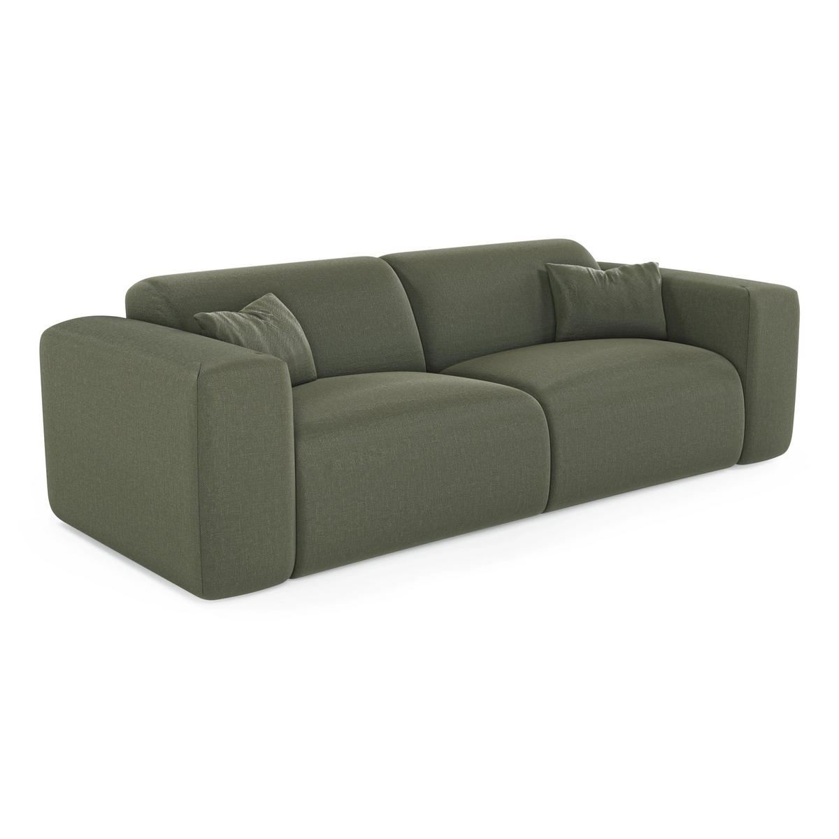 SCHLAFSOFA GERADE Rastergewebe Olivgrün 214cm - Olivgrün, Textil (214/73/95cm) - Sia Home