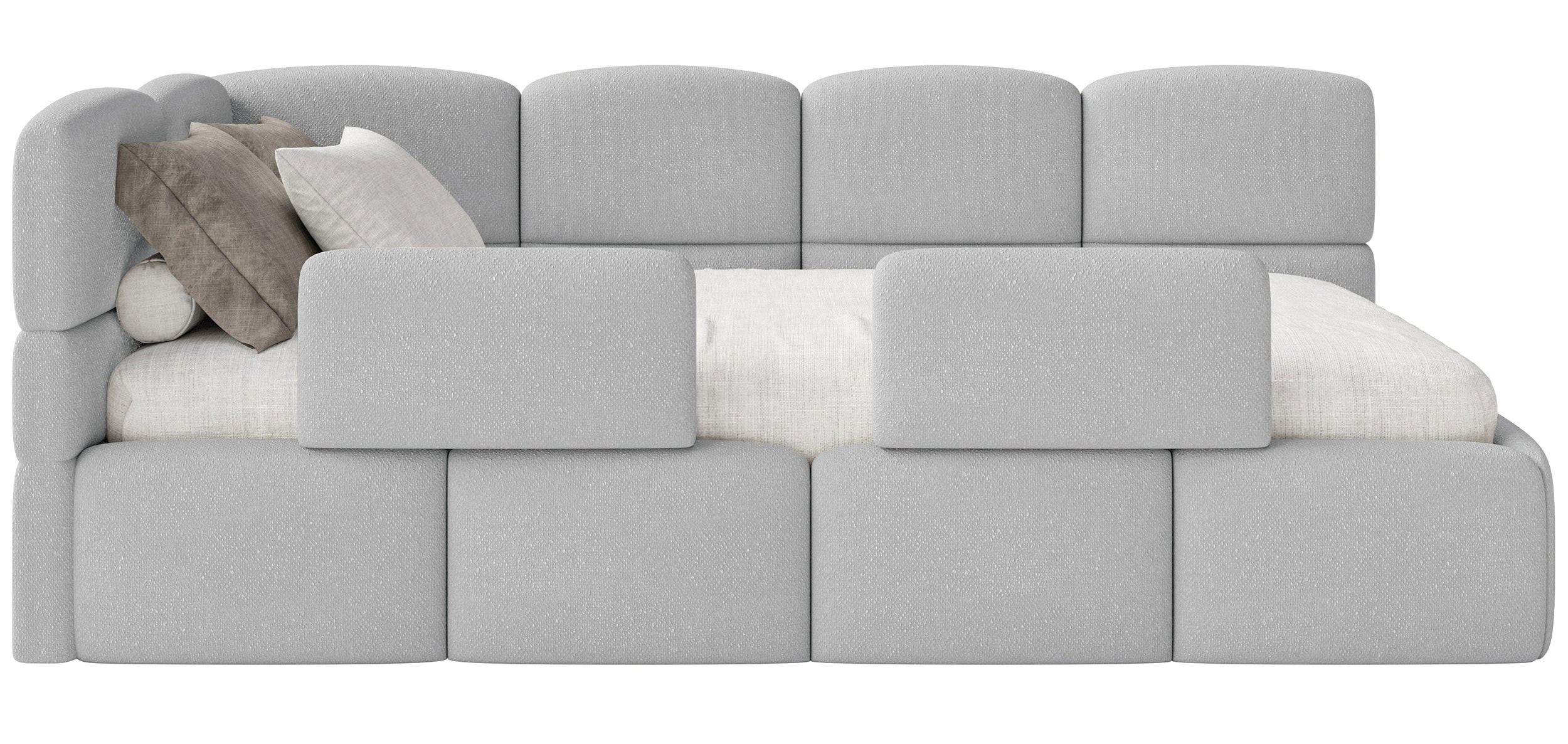 KINDERBETT Cloudy Hellgrau 120 x 200 cm - Hellgrau/Schwarz, Kunststoff/Textil (120/200cm) - Selsey