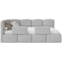 KINDERBETT Cloudy Hellgrau 120 x 200 cm - Hellgrau/Schwarz, Kunststoff/Textil (120/200cm) - Selsey