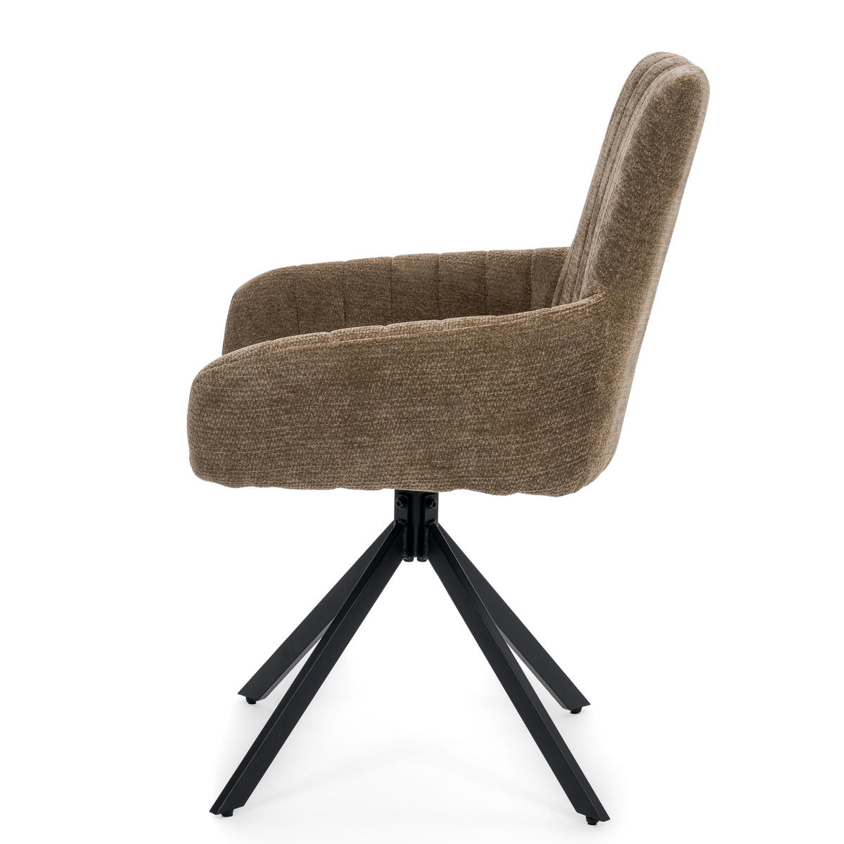 STUHL LUINO drehbar gepolsterter mit Steppung - braun - Chenille - Schwarz/Braun, Textil/Metall (58/87/60cm) - NEW HOME
