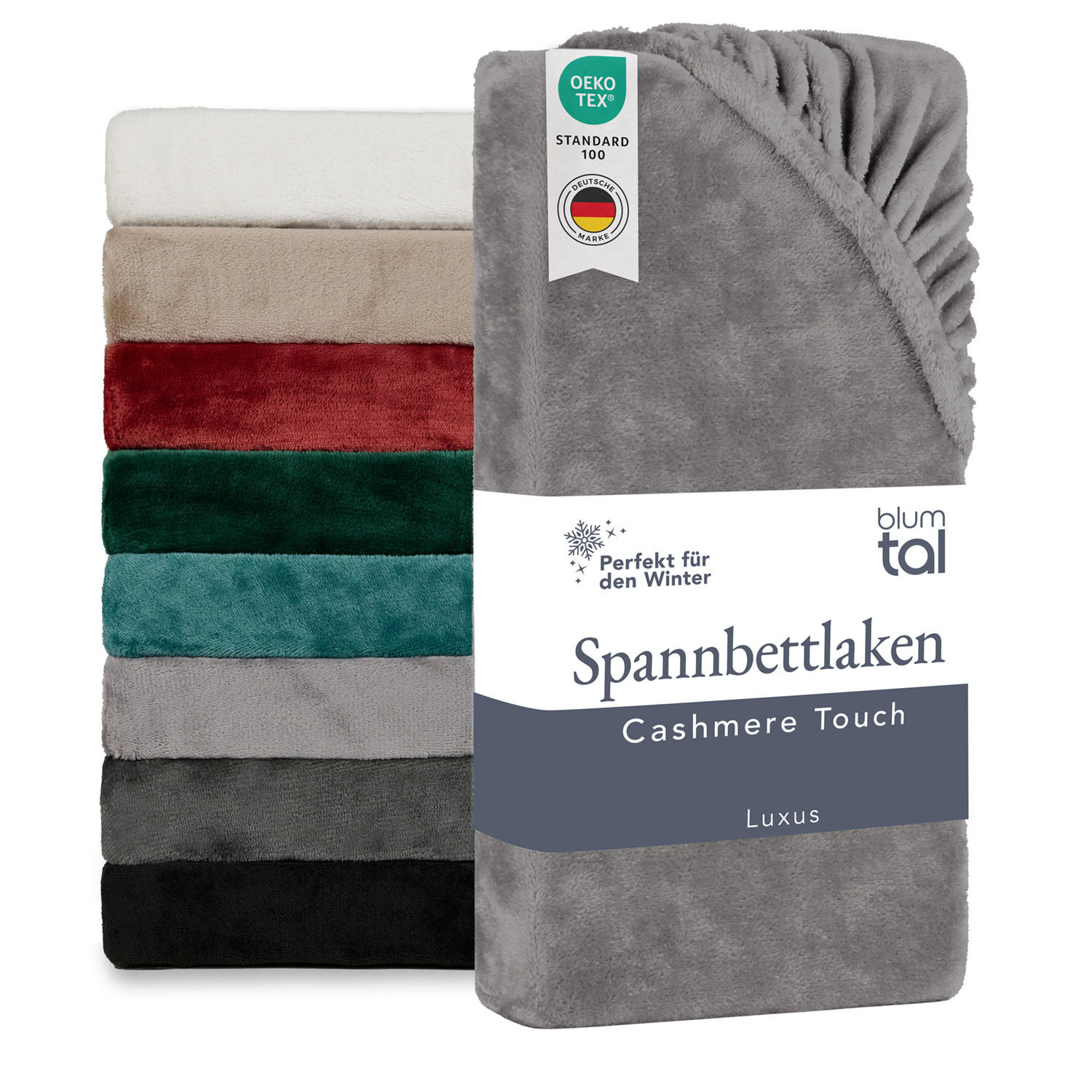 SPANNBETTLAKEN Cashmere Touch 90x200 cm Plüsch Grau - Grau, Textil (200/90cm) - Blumtal